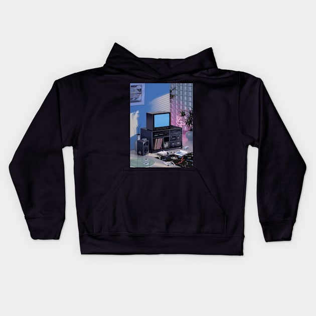 Morning TV 90s Kids Hoodie by Mr.Melville